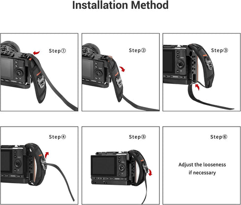 SmallRig Camera Cage Wrist Strap, Universal Quick Adjustable Secure Grip Handle Hand Wrist Strap PAC2456