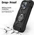MARKILL iPhone 15 Pro Max Case, Heavy-Duty Military Grade Shockproof Cover with Double Ring Stand (Black)