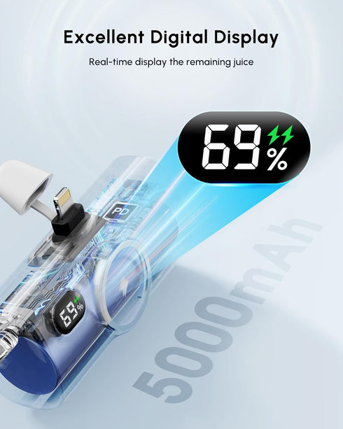 L.LYFOVR 13/12/14 Series,5000mah Pack Small White Portable Power Bank for iPhone Mini Battery Charger for Lightning
