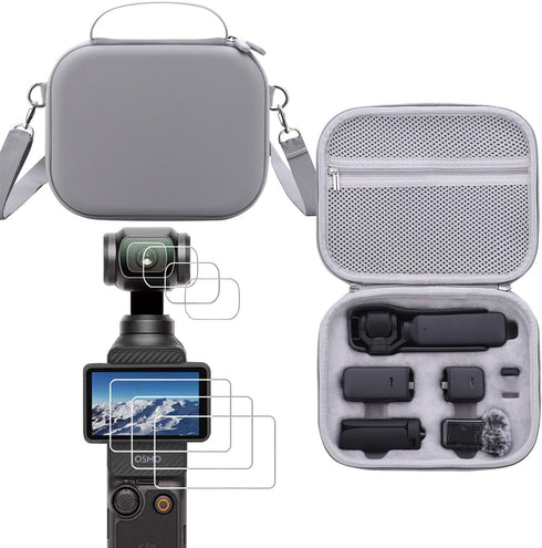 Waterproof Anti-shock Camera Case, Hard Portable Crossbody Bag for DJI OSMO POCKET 3 with Screen Protectors