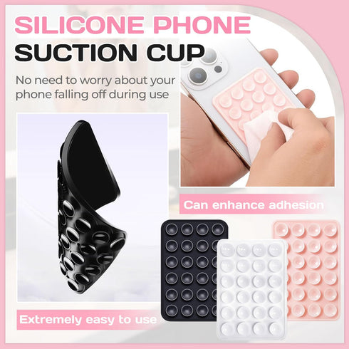 OLLBIT 2PCS Silicone Suction Phone Case Mount,Silicon Adhesive Phone Accessories Sticky for Smartphones,Hands-Free