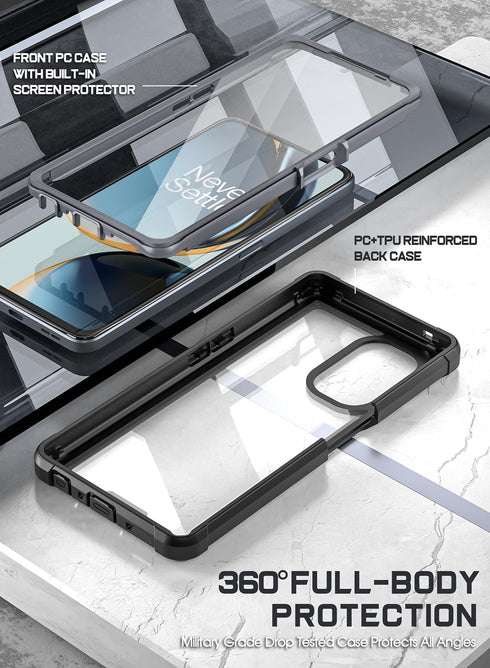 OnePlus Nord N30 5G Poetic Guardian Case: 20FT Mil-Grade Drop Tested, Full Body Hybrid Shockproof Bumper, Black/Clear.