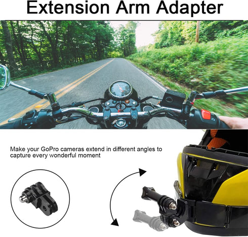 Motorcycle Helmet Chin Mount Kit for GoPro Hero 10, 9, 8, 7, 6, 5, 4, Session, DJI Osmo Action, AKASO, SJCAM, Xiaomi Yi