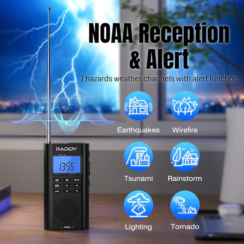 Raddy RF886 Portable Shortwave Radio, AM/FM/SW/VHF/WB Digital Radio with Bluetooth Connection
