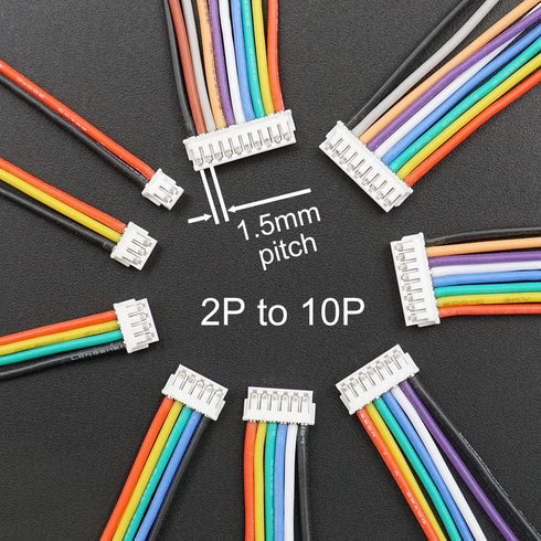 ZH 1.5MM Connectors with 28AWG Pre-Crimped Silicone Cables Compatible with JST ZH 1.5 Connector