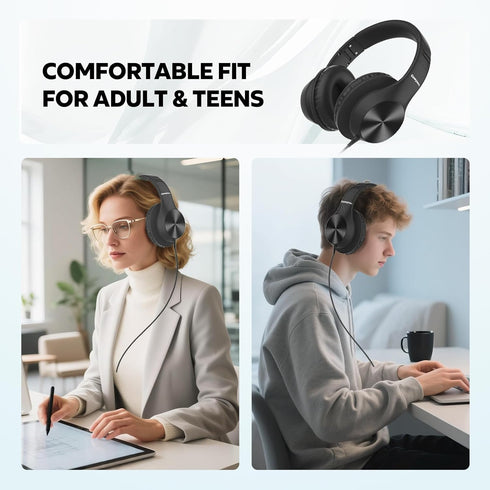 15/16/17, Cowyawn USB C Headphones Wired, Over Ear USB C Wired Headphones with Microphone, HD Stereo Sound, Volume