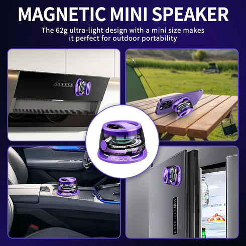 ZNCRSISTY G200 3D 7H Magnetic Bluetooth Speaker - Portable Mini Speakers with RGB Light, Multifunctional Speaker