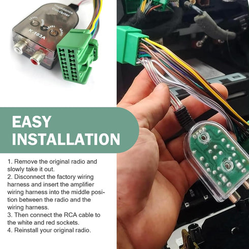 MLY 1500 2500/3500HD Add A Subwoofer Amplifier Wire Harness, Adapter & Car High/Low RCA Converter, Compatible with GM