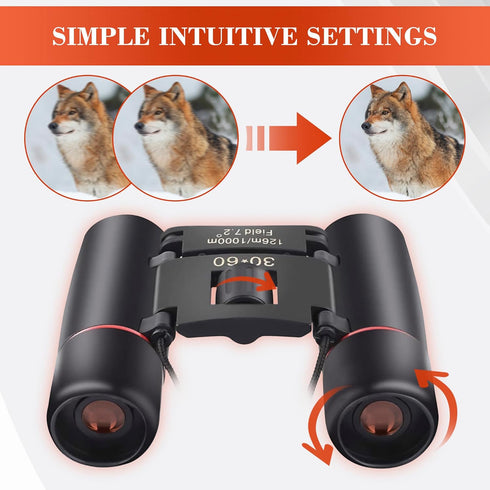 30x60 Travel Binoculars for Bird Watching, Small Binoculars for Adults, Designed for Hiking and Outdoor Adventures