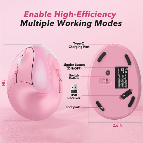 Generic Rechargeable,2.4G Left Handed Ergonomic Mouse Jiggler,Vertical Wireless & USB Carpal Tunnel Lefty Mice
