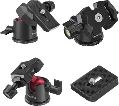 SmallRig Mini Ball Head, Tripod Head Camera 360° Panoramic with 1/4" Screw, 3/8" Thread Mount, Max Load 4.4lbs