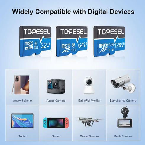 TOPESEL 64GB Micro SD Card, 2 Pack Memory Cards UHS-I TF Card Class 10 for Camera/Phone/Dash Cam/Tablet/PC