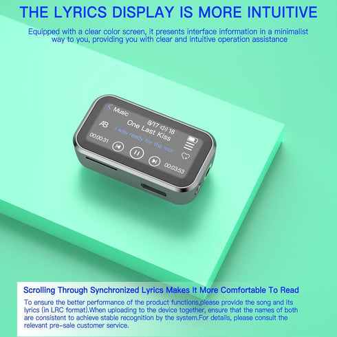 YUEHISY MP3 5.3, 32GB 1.47" Player with Bluetooth Portable Music Player with Back Clip, Lossless HiFi Sound