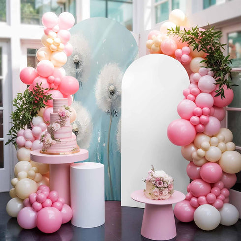 Jnbasdffb 7.2 White Spring Floral Wedding Arch Cover,Stretchy Spandex Arch Backdrop Stand Covers FT,Modern Oil Painting