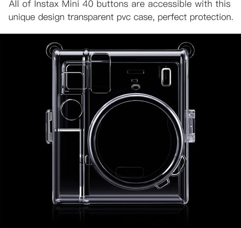Fintie Clear Protective Case for Fujifilm Instax Mini 40 Instant Film Camera with Removable Shoulder Strap