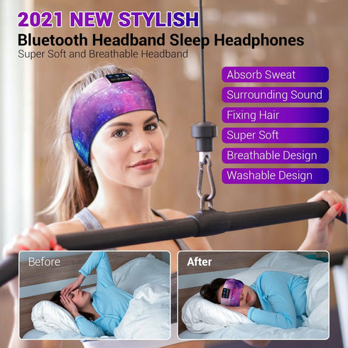 LC-dolida Sleep Headphones Bluetooth Headband - Wireless Headband Headphones with Thin HD Stereo Speakers for Sleep