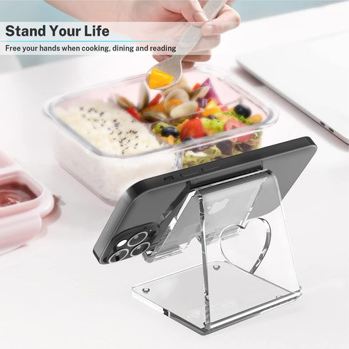 Crpich Acrylic Cell Phone Stand, Portable Phone Holder, Clear Phone Stand for Desk, Compatible with Phone15 14 13 Pro Max Mini 12 11 Plus SE, Switch, Android Smartphone, Pad, Tablet, Desk Accessories