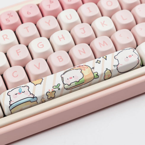 Hyekit PBT Keycaps, 145 Keys, Pink Pig Keycaps, Dye-Sublimation, MOA Profile Custom Keycaps for Cherry Gateron MX