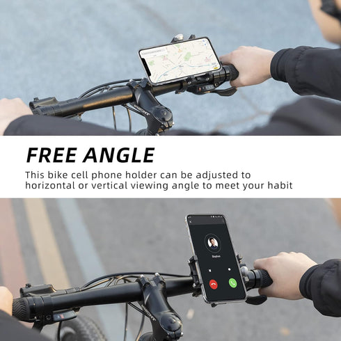 ROCKBROS Bike Phone Mount Holder Motorcycle & Bicycle Handlebar Cell Phone Holder 360° Rotatable Aluminum Phone Clip for iPhone 11 12 13 Pro Max Mini X XR Xs Plus Samsung S21 S20 S10