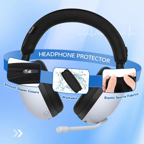 Headphone Headband Cover, INZONE H9 Cushion Compatible with Sony INZONE H3/H5/H7/H9 Headphones, Black Fabric Protector