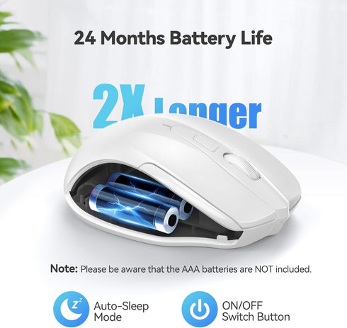 TECKNET 2.4G 6 24 2600 5 Wireless Mouse, Ergonomic Optical Mouse, Computer Mouse for Laptop, PC, Computer, Chromebook