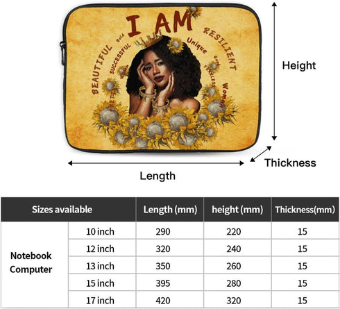 African Girl Laptop Sleeve Case for Men Women 13 inch Waterproof Oxford Cloth Laptop Sleeve Bag Suitable for Most Ipads and Laptops Notebook Computer Pocket Tablet Traveling Carrying Simple Case