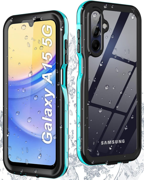 Waterproof Case for Samsung Galaxy A15 5G, Built-in Screen Protector, 360° Full Body Shockproof Heavy Duty Case, Teal