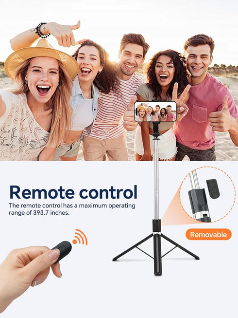 TINKSEN 68 inch 360 Retractable Selfie Stick Tripod for iPhone/Android, with Wireless Remote, Rotation, Black