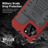Beasyjoy Waterproof Case for iPhone 12 Pro Max, Metal Heavy Duty Defender with Built-in Screen Protector, 6.7 Inch (Red)