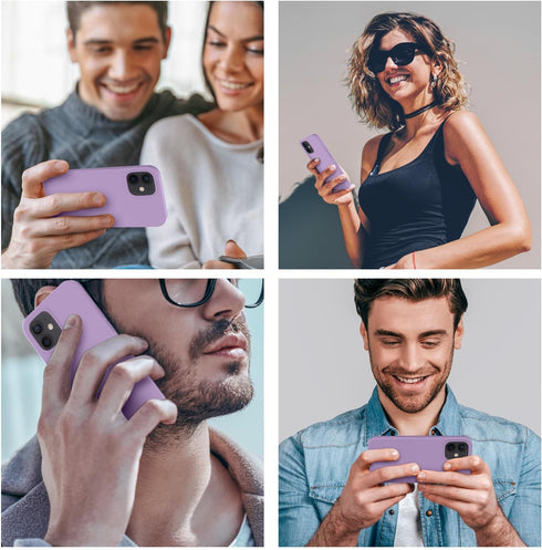 Cordking iPhone 12/12 Pro Case, 6.1" Silicone Shockproof with Soft Anti-Scratch Microfiber Lining, Light Purple.