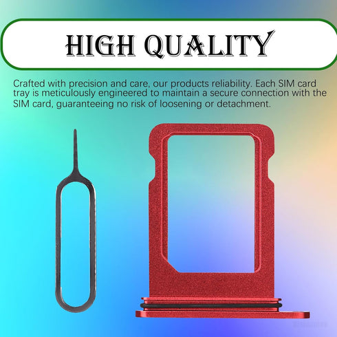 Single Red SIM Card Tray Holder for iPhone 12 Mini US Version, Replacement Adapter with SIM Ejector, A2176 A2398 A2399