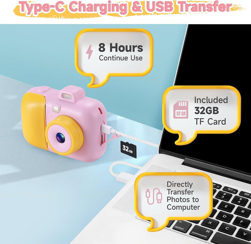 Kids Instant Print Camera for Girls Boys Age 3-12, 12MP 1080P Digital Cameras, Christmas Birthday Gifts