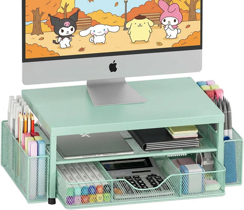LEKETREE 2 Tier Monitor Stand, Computer Monitor Riser, Office Desk Accessories, Desk