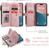 Defencase iPhone 13 Mini Case Wallet, RFID Blocking Card Holder, PU Leather Magnetic Snap Flip Zipper Strap Wallet Rose