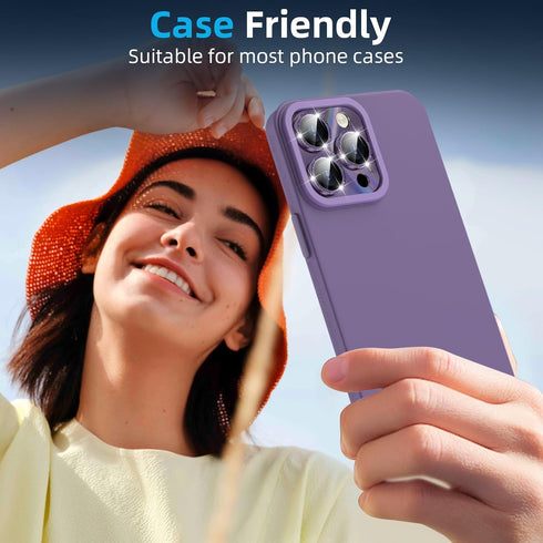 YWXTW Camera Lens Protector for iPhone 14 Pro Max/iPhone 14 Pro, 5X Strengthen Tempered Glass (Purple Glitter)
