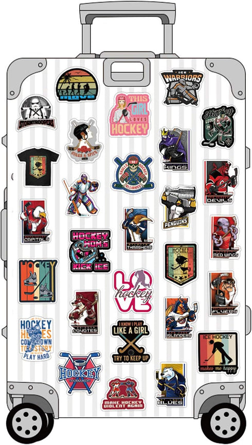 100Pcs Hockey Stickers Perfect for Water Bottle, Laptop, Guitar, Car, Motorcycle, Skateboard, Aesthetic Stickers