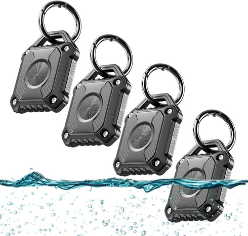 Airtag Holder 4 Pack, IP68 Waterproof Keychain Holder, Hard TPU Airtag Keychain with 360 Full Protection for Apple