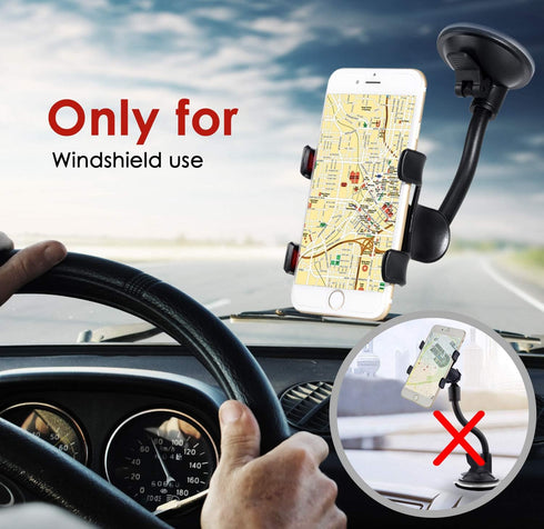 ivoler Car Phone Mount Windshield, Long Arm Clamp Universal Holder with Strong Suction Cup for iPhone, Galaxy