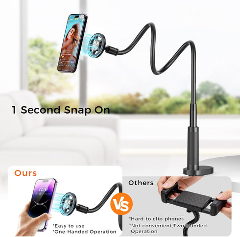 Voinap 17 16 15 14 13 12. Gooseneck Phone Holder for Bed Laying Dowm, Magnetic Cell Phone Stand for Desk Headboard