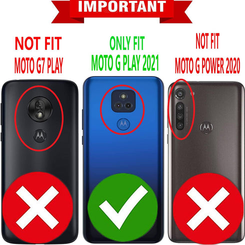 STARSHOP Moto G Play 2021 Case, PU Leather Wallet with Tempered Glass Screen Protector, Shockproof Kickstand Cover -