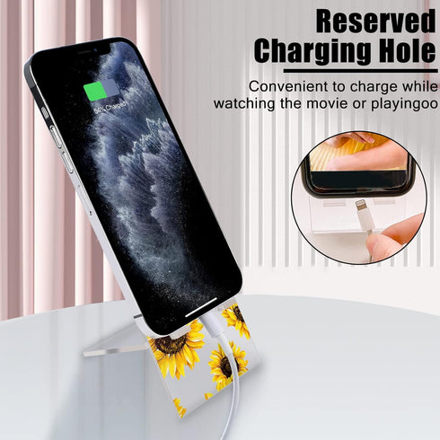 Cute Phone Stand for Desk, Clear Yellow Sunflower Adjustable Holder for All Phones, Tablets, iPhone, Switch, iPad