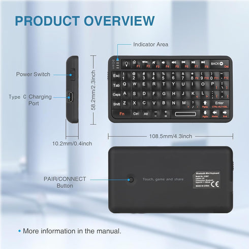 Rii Mini Bluetooth Keyboard, Portable Wireless Backlit Keyboard, Rechargeable for Smart TV/Android TV