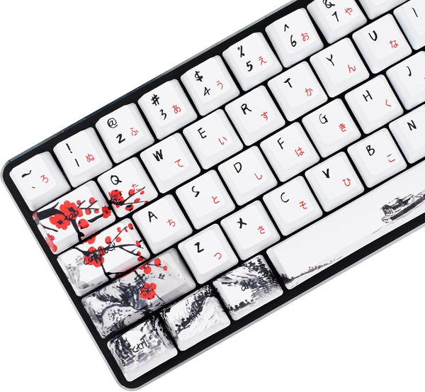 MOLGRIA Keycaps Set, 71 Custom PBT OEM Profile Keycaps with Japanese Font and Keycap Puller for Cherry MX 71/61 60