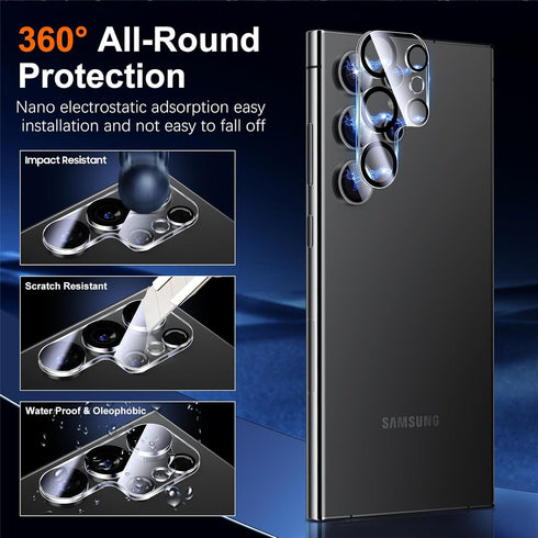 UniqueMe for Samsung Galaxy S24 Ultra Screen Protector, Case Friendly HD Clear Anti-Scratch 9H Tempered Glass 2 Pack +