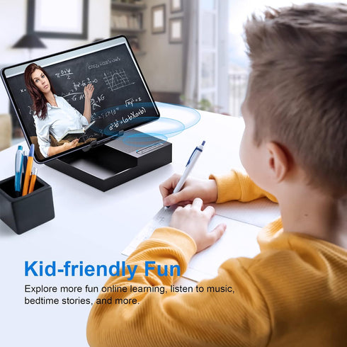 DOSS Cell Phone Stand with Wireless Bluetooth Speaker, 15W Wireless Charger, 4-in-1 Function, Adjustable Phone Holder