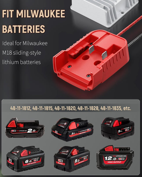 Vibit 18 12 M18 180 V to V Step-Down Converter for Milwaukee Battery, DC Power Adapter, Voltage Reducer Transformer W