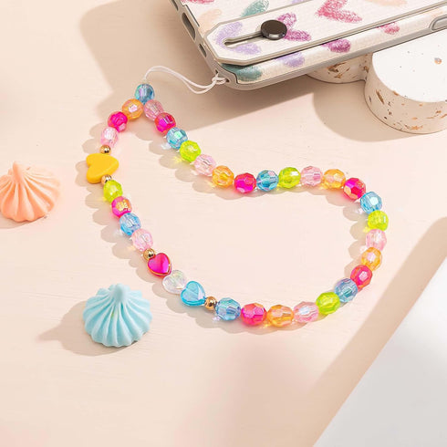 Beaded Phone Charms Lanyard Strap - Girly Style Fixed Beads Pearls Lanyards