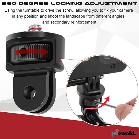 Tripod Mount Adapter, Aluminum, 2pcs ¼-20 Conversion Adapter for GoPro Hero/Insta360 X3/Sjcam/Action Camera and