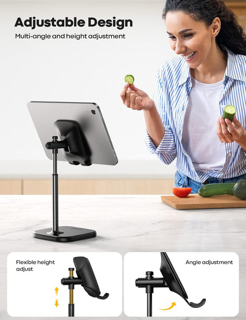 Lamicall Adjustable Cell Phone Stand, Height Angle Mobile Holder for Desk, Compatible with iPhone 14 Plus, 13, Pro, Pro