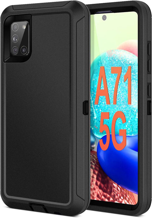 Jelanry Heavy Duty Case for Samsung Galaxy A71 5G, Rugged Dual-Layer Shockproof Protection, Black